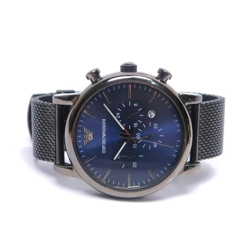 Emporio Armani Luigi Blue Dial Mash Strap Men's Watch- AR1979
